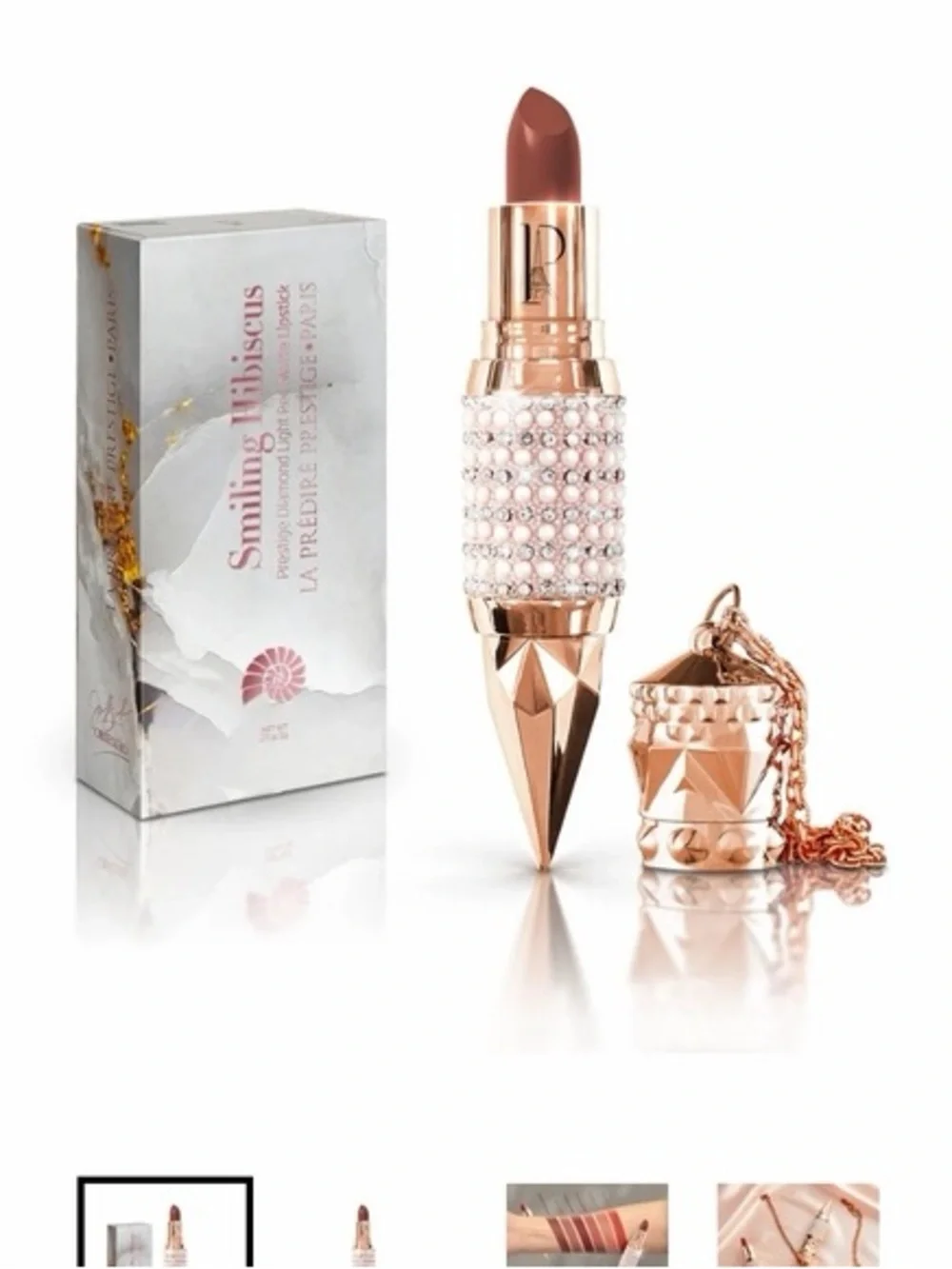Smiling Hibiscus Rose Gold Lipstick - Luxe Pearlescent Nude - Picture 2 of 3